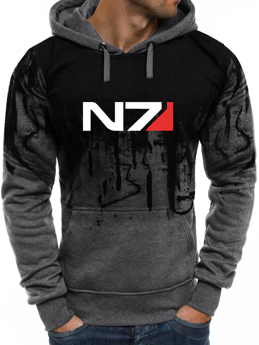 

Пуловер N7 мужской с градиентным переходом цветов, хлопковая толстовка с принтом логотипа «Mass Effect», удобная спортивная одежда, осень