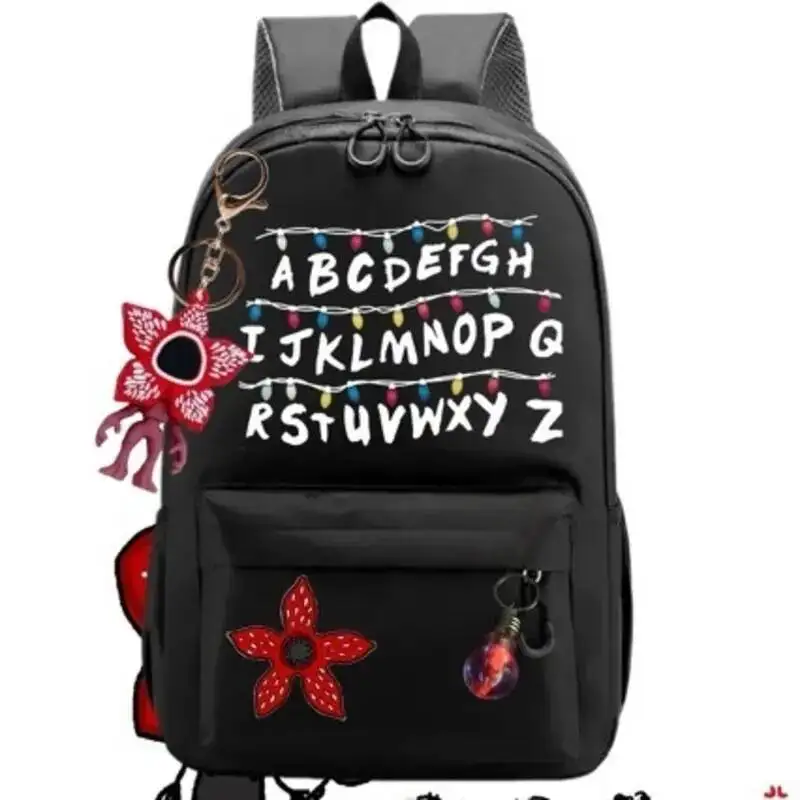 New 24 Alphabet Printed Backpack Cute TV Carnivorous Plant With Pendant Schoolbag Big Space For Boy And Girl Back To School Gift 3
