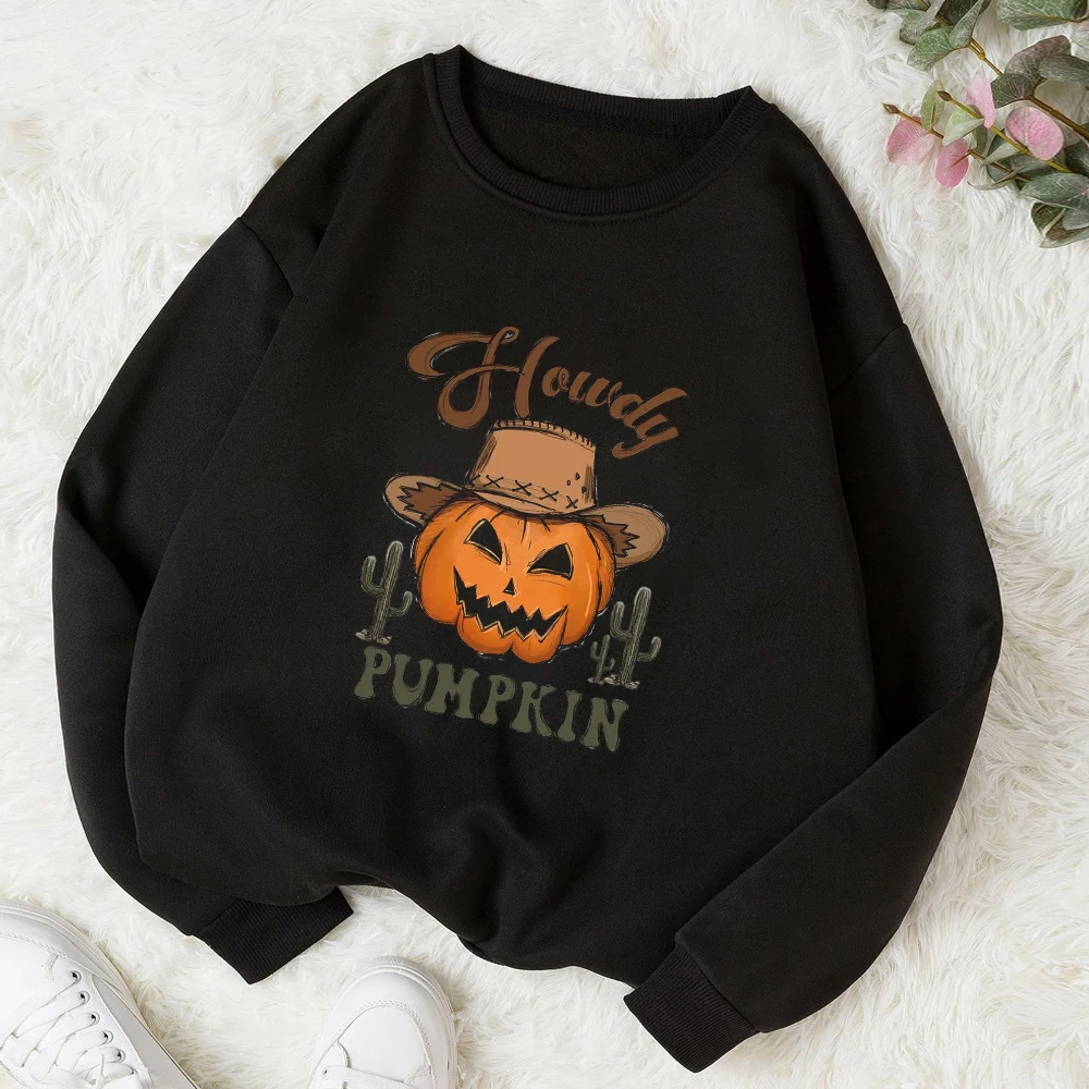 

2023 Funny pumpkin Printed Women Hoodies Fashion Hoody Creativity Pullover Clothing Street Loose Sweatshirts Women'S