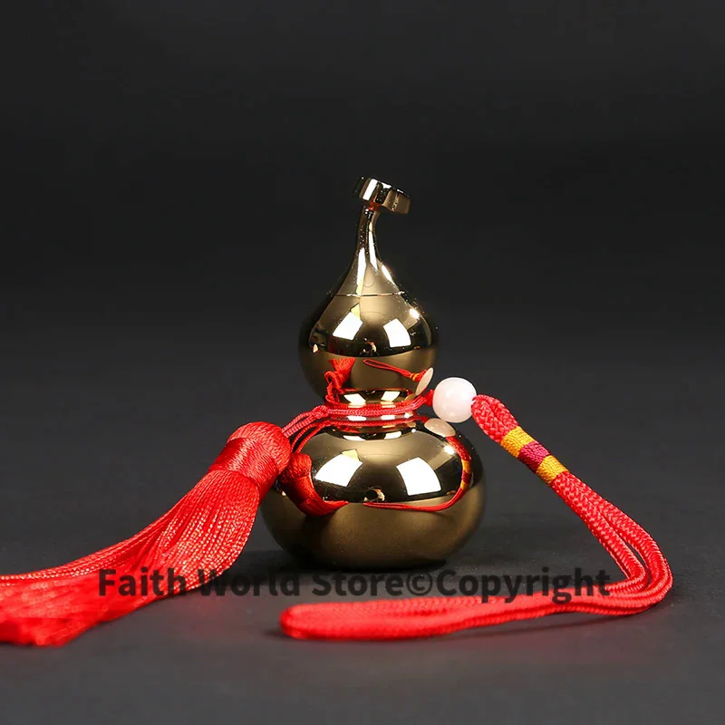 

TOP COOL gift Pocket mascot efficacious fortune Mascot Money Drawing FENG SHUI lucky gilding copper RUYI cucurbit gourd statue