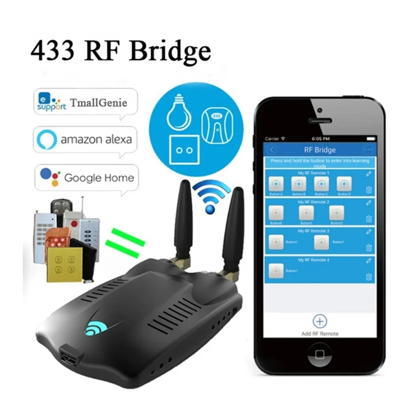 

RF Bridge 315MHz & 433MHz SmartHomes Automation Module Wifi Wireless Switches Universal Timer DIY Convert 315/433MHz RF