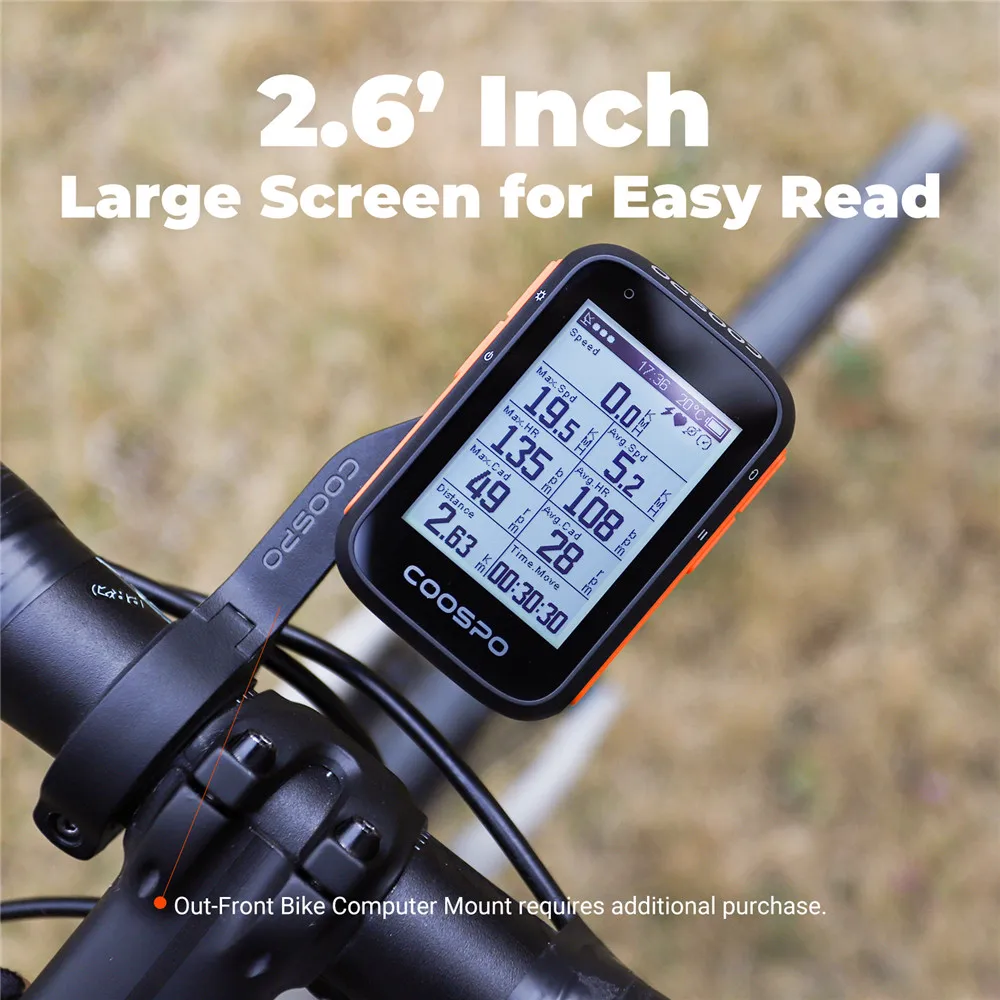 COOSPO BC200 Drahtloser Fahrradcomputer GPS-Fahrradtacho Radfahren Kilometerzähler 2,6 Zoll Bluetooth5.0 ANT+ APP Sync Slope Höhe – Detail 5