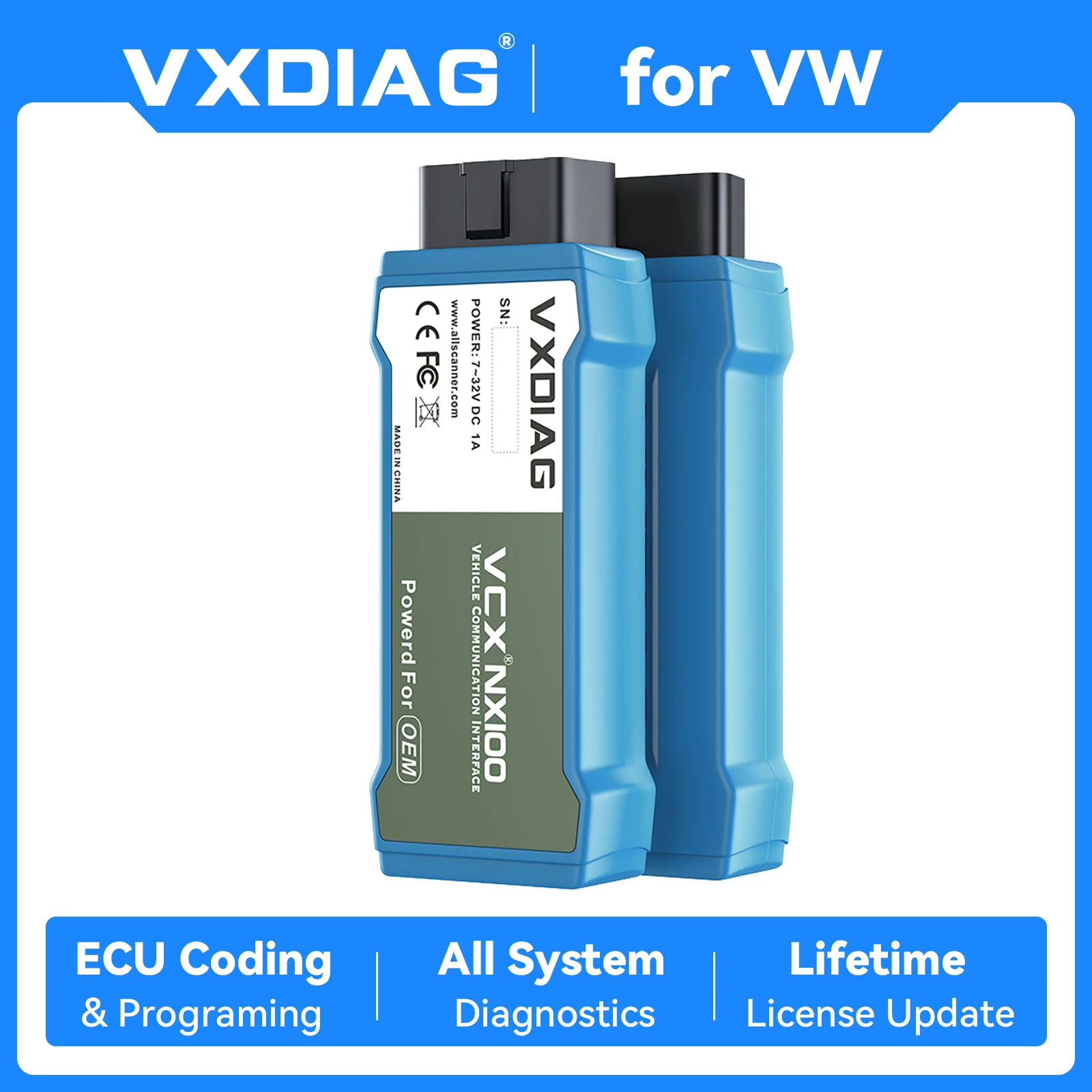 VXDIAG VCX NANO NX100 for VW Diagnostic Tool Car OBD2 Scanner Code Reader J2534 Programming ECU Coding for Audi Skoda for Seat