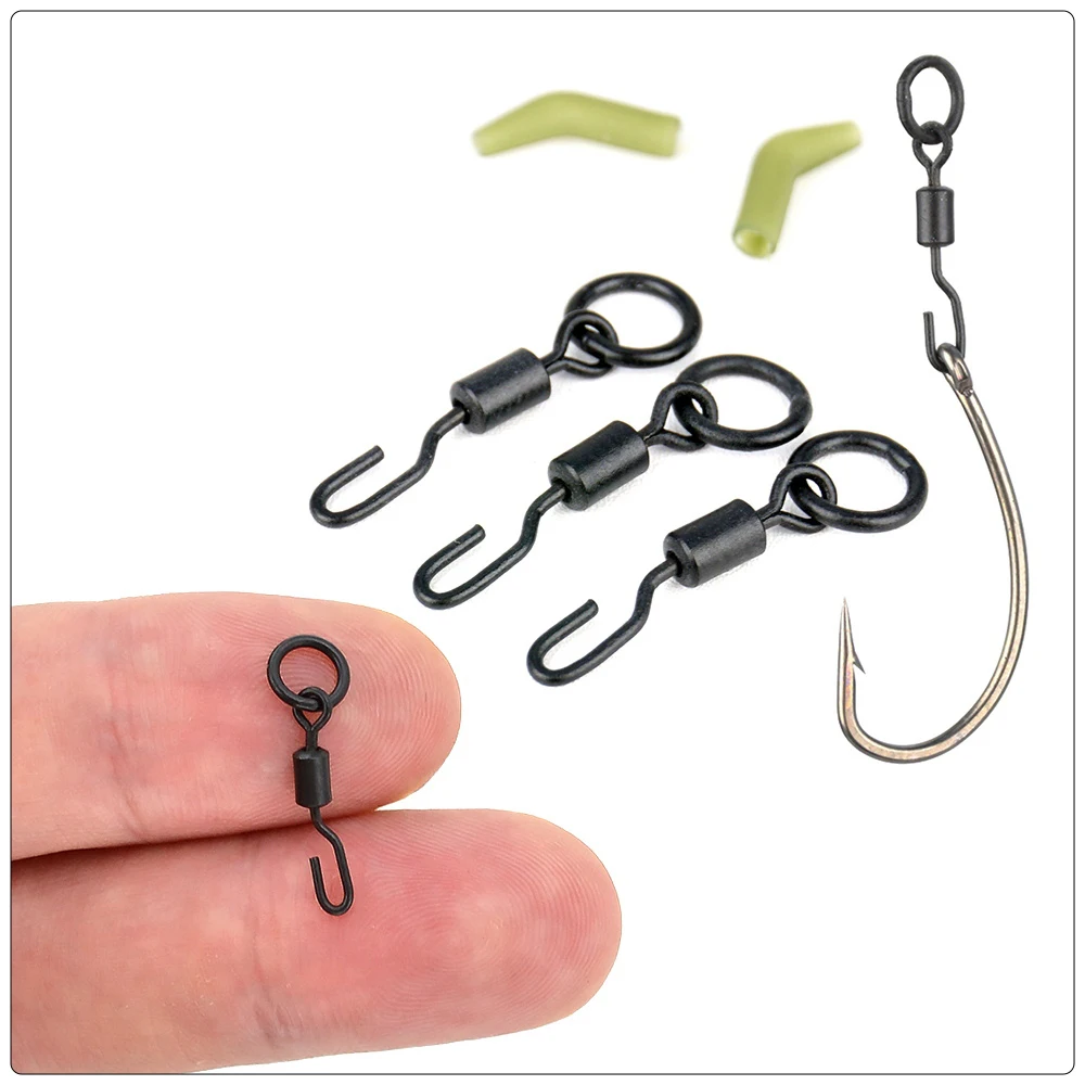 Hirisi 20 Stück Karpfenangeln Wirbel Snaps mit massivem Ring Schnellwechsel Angelhaken Wirbel Hochwertiges Angelzubehör Neu – Detail 4