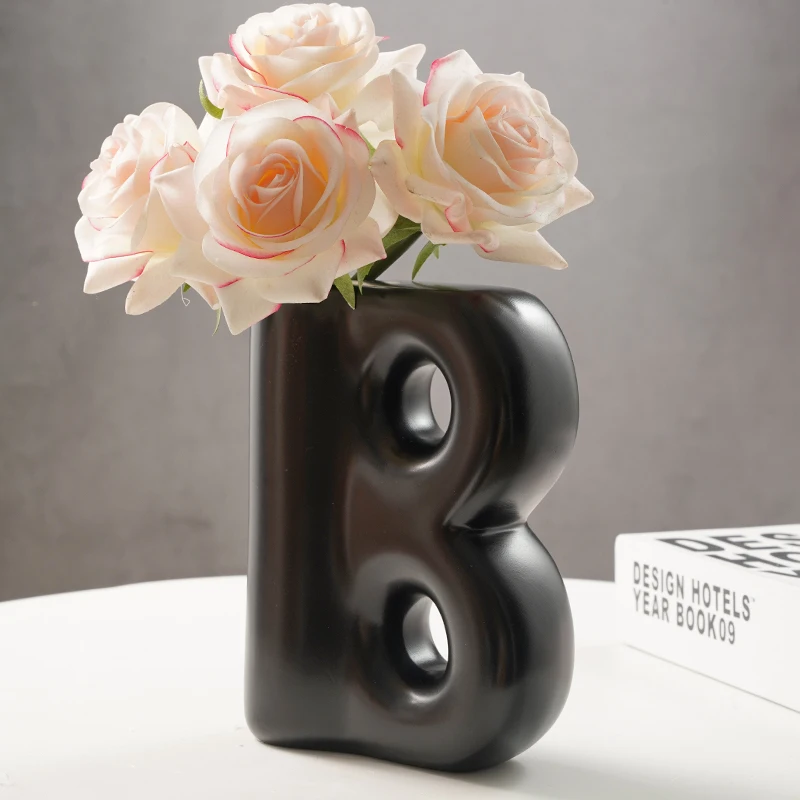 1PC, creative B-shaped decorative vase, simple white indoor home desktop decoration handicraft