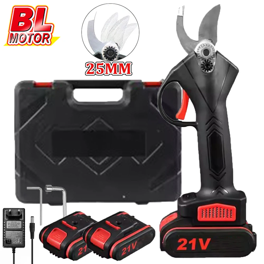 Sécateur électrique sans fil 1200W 25MM, sécateur pour arbres fruitiers, bonsaï, Branches de taille, outil électrique avec 2 batteries 21V