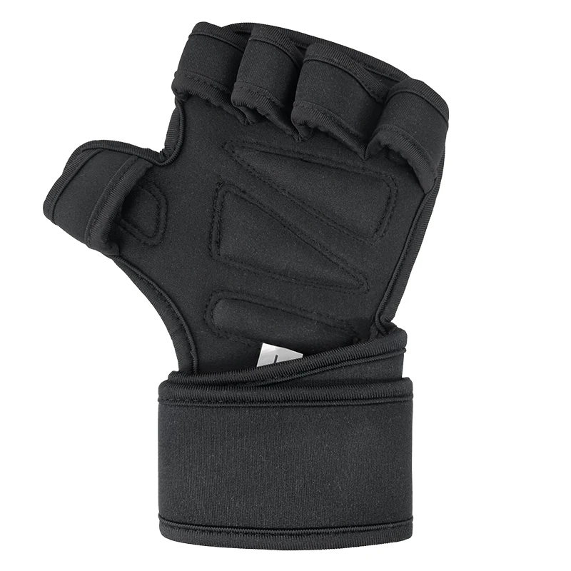1 Pair Gym Fitness Crossfit Gloves With Wrist Wrap Silicone Non-Slip Weightlifting Bodybuilding Dumbbell Workout Palm Protect