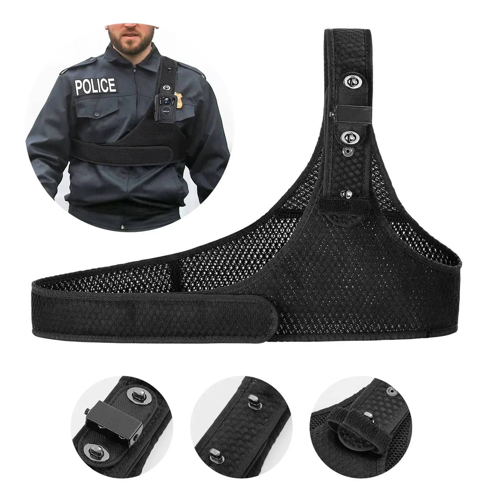 Description Picture 2 of itemBOBLOV Body Camera Chest Vest Durable Shoulder Single Vest for All Body Camcorder Velcro Wearing Bodycam Belt Cam Shoulder Strap