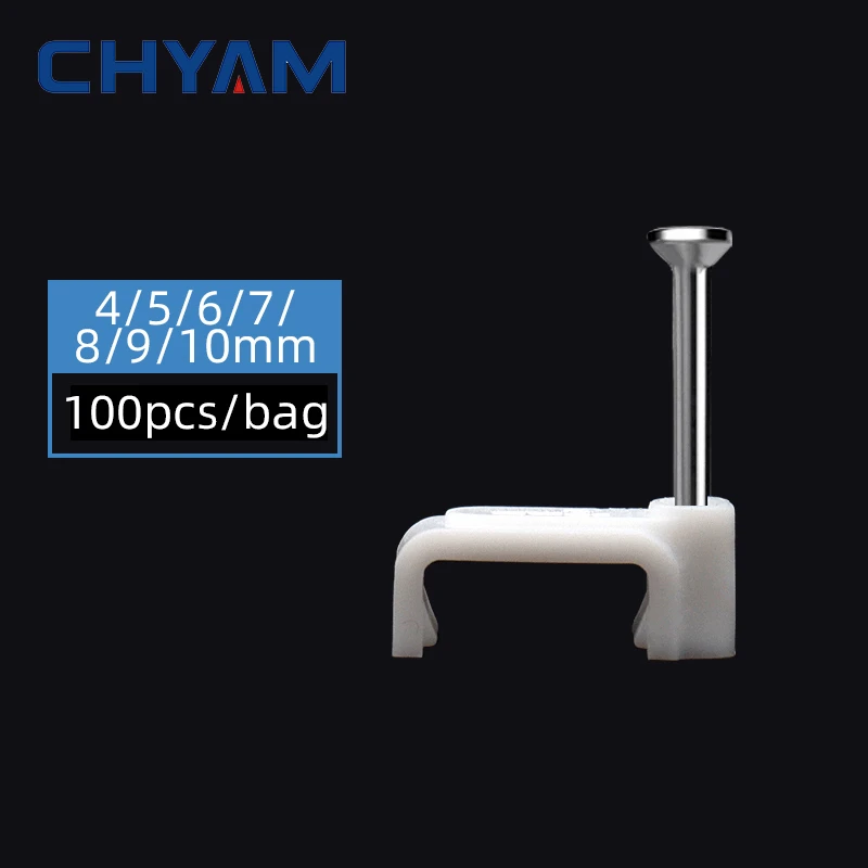 Cable Clamp 4/5/6/7/8/9/10/12mm Rectangle Shape Wire Buckle Fixing White Round Steel Nail Wall Hanging Screw Mount