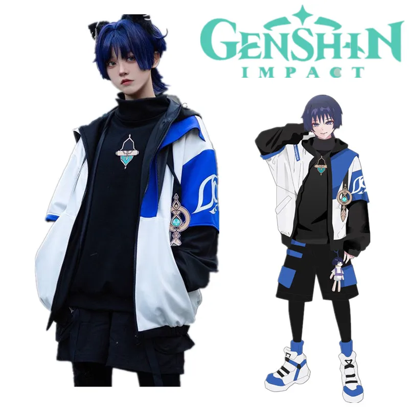 Genshin Impact Wanderer Cosplay Scaramouche Costume Balladeer Hoodie ...