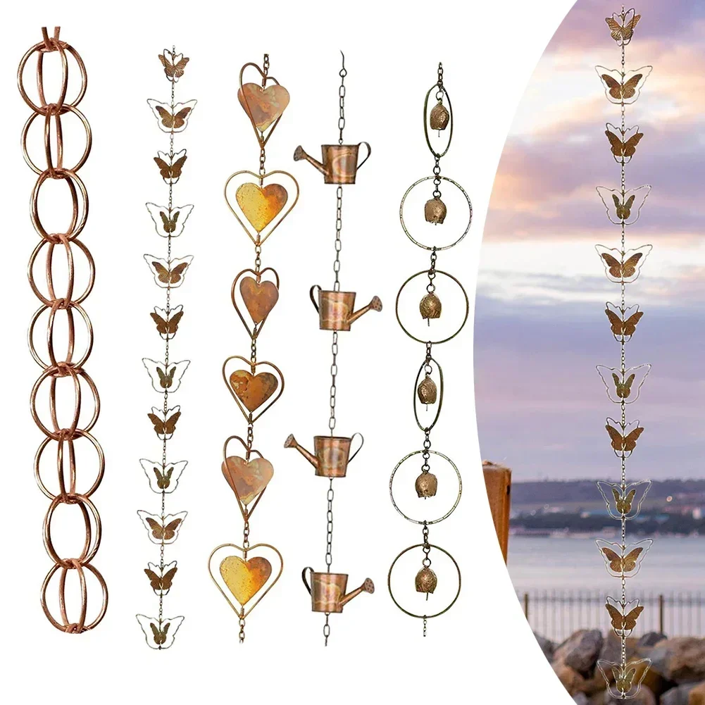 1M Metal Rain Gutter Chain Rain Water Catcher Decorative Chains For Outdoor Divert Water Backyard Awnings Chains
