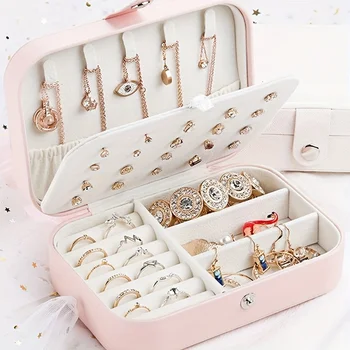 Portagioie da Viaggio, Organizzatore di Gioielli in Pelle PU per Donne e Ragazze, Mini Custodia Portatile per Esposizione e Conservazione