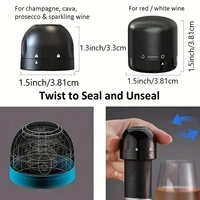 1pc Black Domestic Kitchen Sealing Red Wine Bottles Stoppers Mini Preservation Spin Leak Proof Wine Champagne Stoppers Cap 5