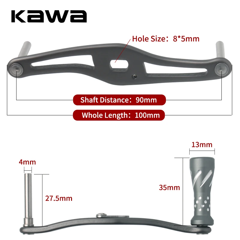 Kawa Promotion Fishing Reel Handle Metal Handle Alloy Knob Length 100mm For Ab/Dai/Shi Casting Fishing Reel DIY Tackle Accessory