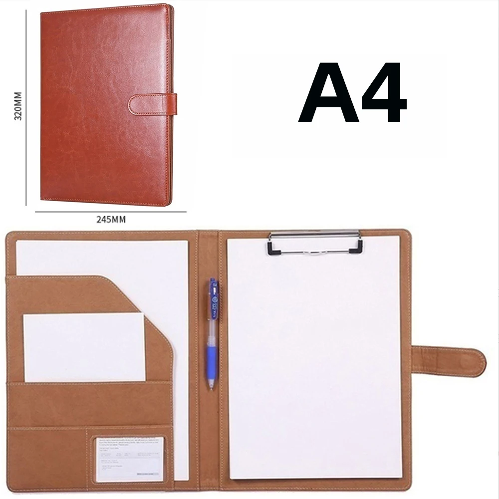 

A4 PU Leather Business Padfolio Organizer Case Vintage Binder Business Manager Document Pads Office File Folder with Calculator