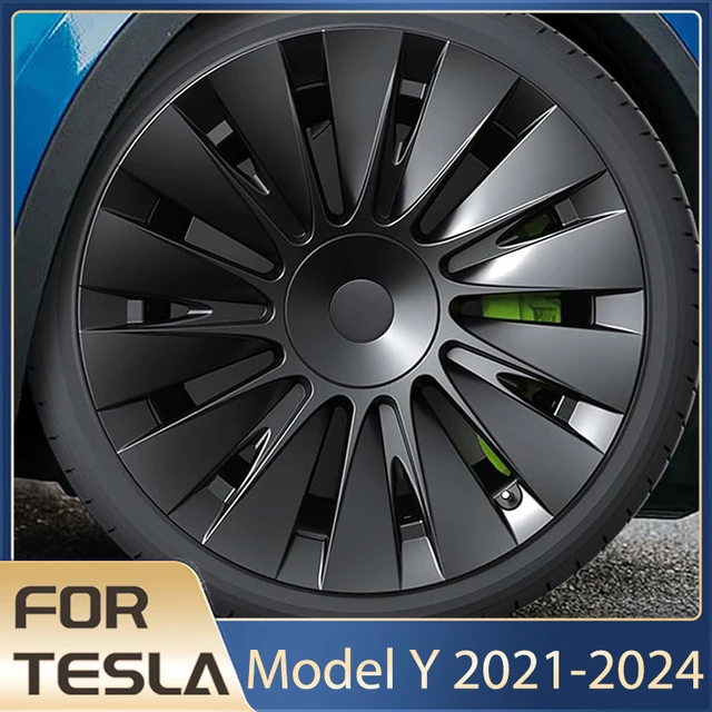 4-Piece 19" Wheel Covers For Tesla Model Y (2021-2024) - ABS Black Rim Protector Hubcaps