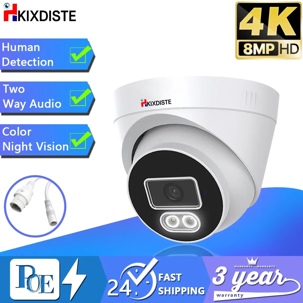 

4K 8MP POE IPC Dome Camera Two-Way Audio Wide Angle 3.6mm Full Color Night Vision Home CCTV Video Surveillance Security 5MP CAM