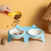 Ceramic Cat Bowl Double Bowl - Elevated Slanted Pet Food Water Bowls, High-Quality Kitten Feeding Drinking Bowls, Pet Supplies 4