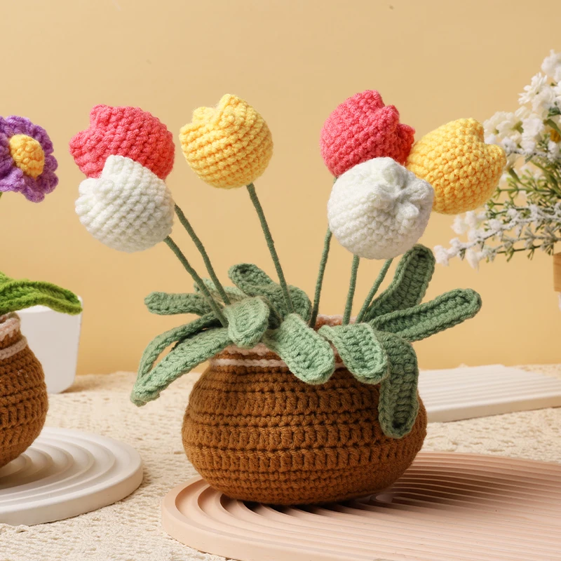 1set Yellow Tulip Crochet Kit, Diy Crochet Flower Kit With Basic  Accessories And Instructions
