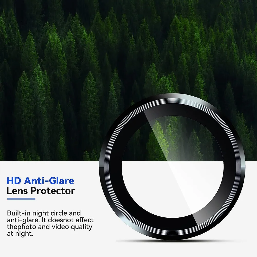 Premium 9D Camera Lens Protector with HD Tempered Glass and Aluminum Rings Cover
