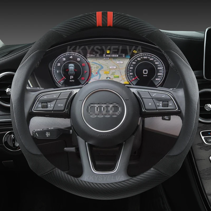 Car Steering Wheels Cover 38Cm 15" For Audi A1 A2 A3 A4 A5 A6 A7 A8L Q2 Q3 Q5 Q7 S1 S2 S3 Sportback Avant Auto Accessories