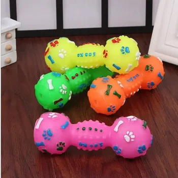 1PCS Pet Chew Toys Pet TPR Set Interactive Playing Funny Molar Dumbbell Shape Dog Squeaky Sound Puppy Molar Bite Cleaning Teeth