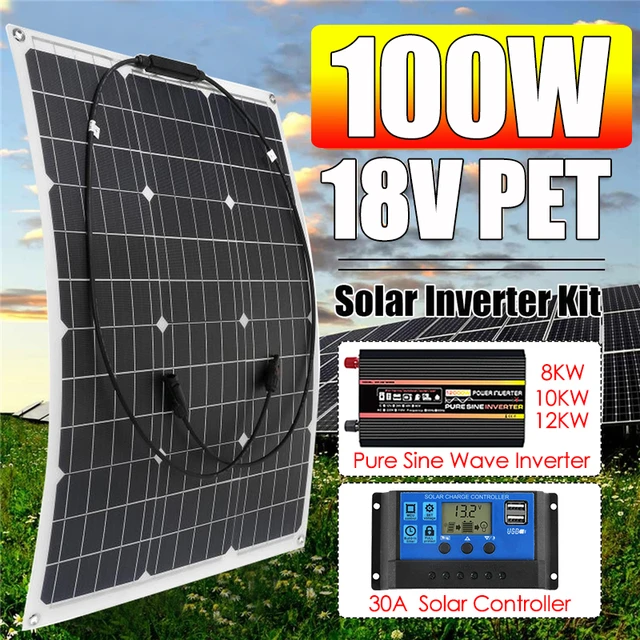 Solar Panel Inverter Kit Dc12V To Ac 220V Solar System Complete With  Controller