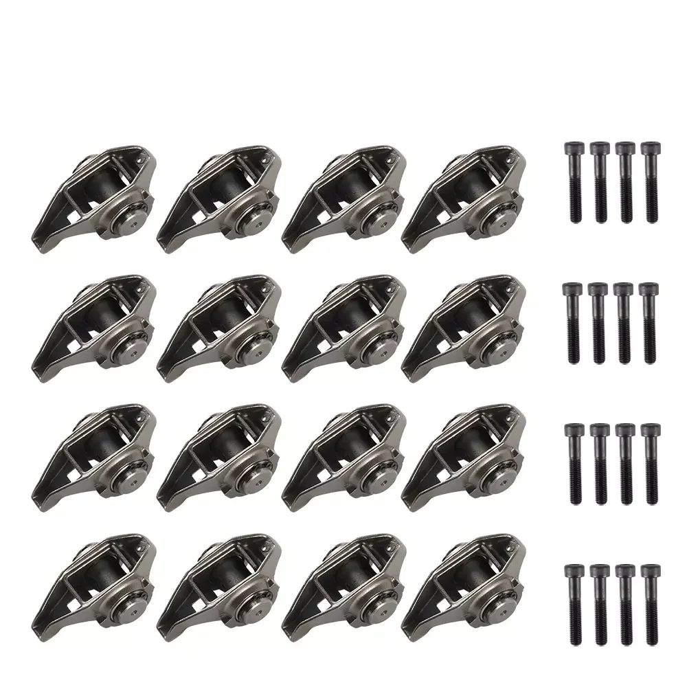 Engine Rocker Arms with Trunion Kit Fit 4.8 5.3 5.7 6.0 6.2L V8 For Cadillac Escalade Chevy Avalanche 4.8 5.3 5.7 6.0 6.2L 97-17