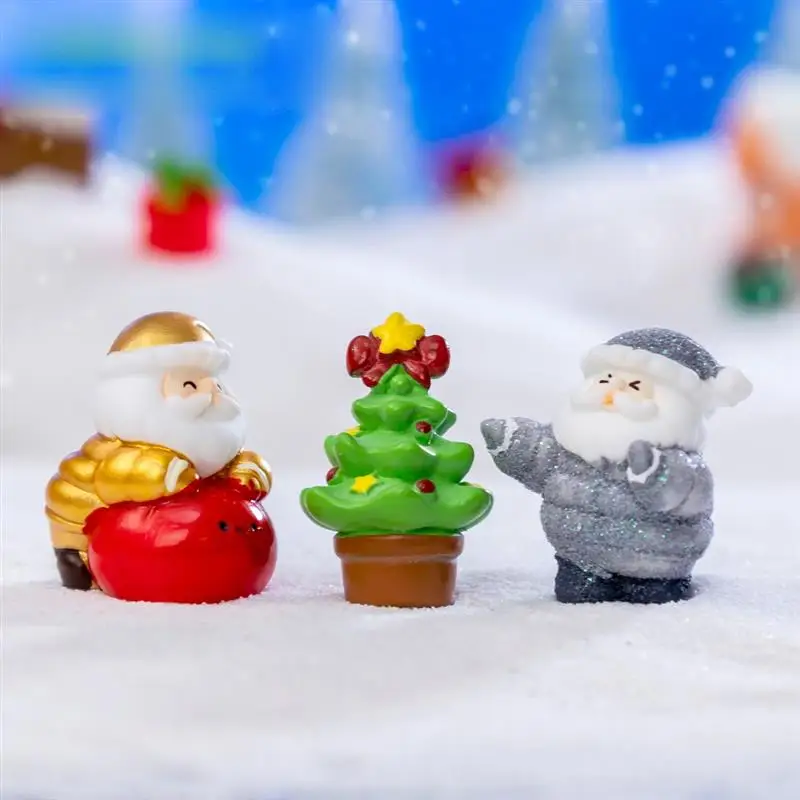 Christmas Resin Elk Santa Claus Ornaments Merry Christmas Decoration For Home Figurines Miniatures New Year Xmas Box Decor