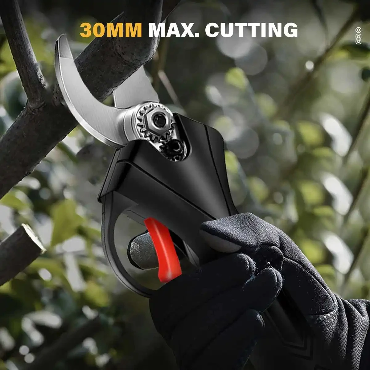 LYUWO 198VF 30mm Cordless Electric Pruner Pruning Shears Efficient Fruit Tree Bonsai Pruning Branches Cutter Landscaping Tool 3