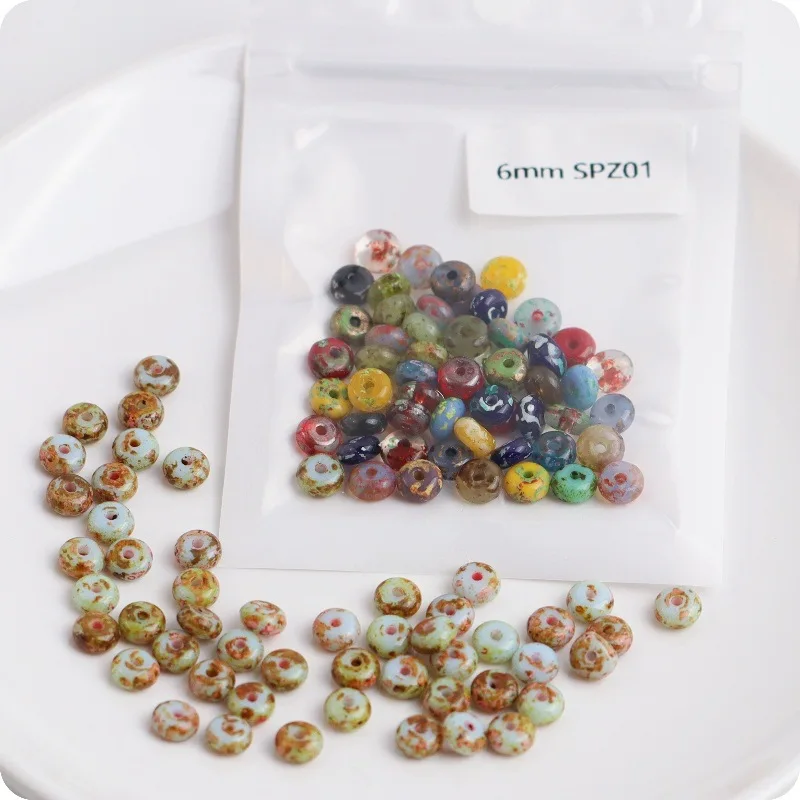 6mm 23색 피카소 주판 구슬, 앤틱 스타일 도넛, 유리 쌀알 구슬, DIY 핸드메이드 재료, 액세서리 도매