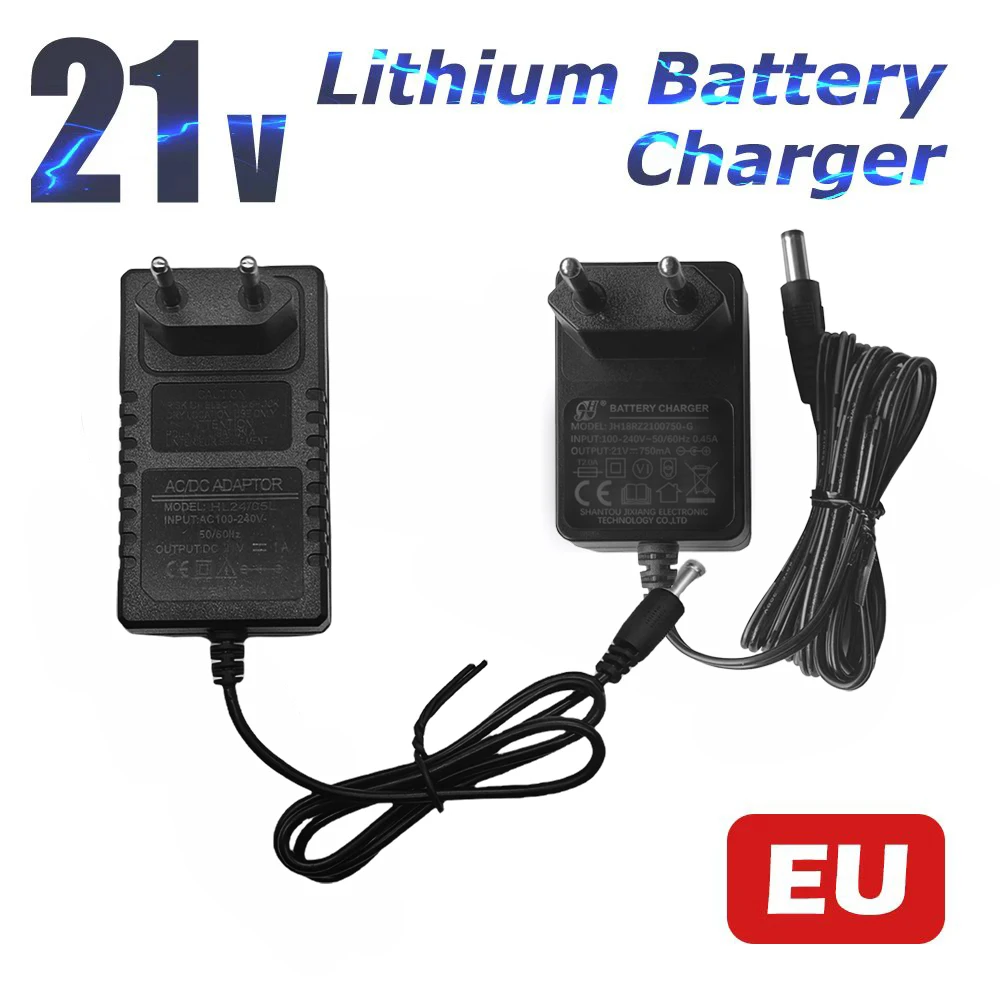 Chargeur de batterie au Lithium 21v 1A pour perceuse électrique 18v, adaptateur d'alimentation Intelligent, transformateur de prise ue US