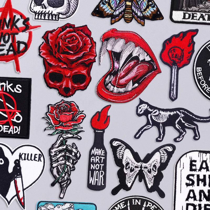 Description Picture 3 of itemHorror Patch Punk Skull Embroidery Patch Iron On Patches For Clothing Thermoadhesive Patches On Clothes Sewing/Fusible Applique