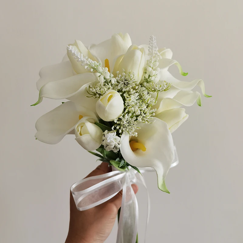 Wedding Bouquets Wedding Bouquet Artificial Calla Lily Hand Bouquet Bridal Holding Flowers for Bridesmaid Wedding Flowers Bridal Accessories