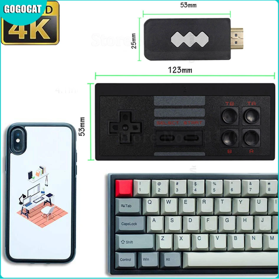 

4K 818 HD USB Remote Handheld Game Player Mini Retro Video Games Console Wireless Controller Gamepad Joystick Dual Player gift