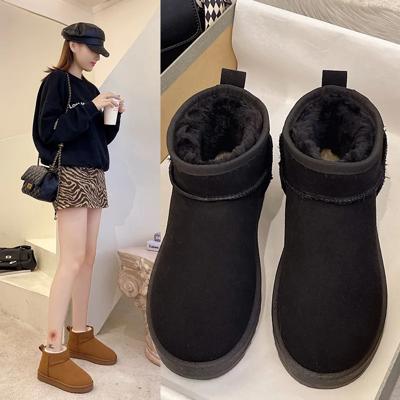

New Anti-slip Snow Boots for Women 2023 Winter Plus Velvet Warm Ankle Boots Thick Sole Slip-on Comfortable Casual Cotton Shoes
