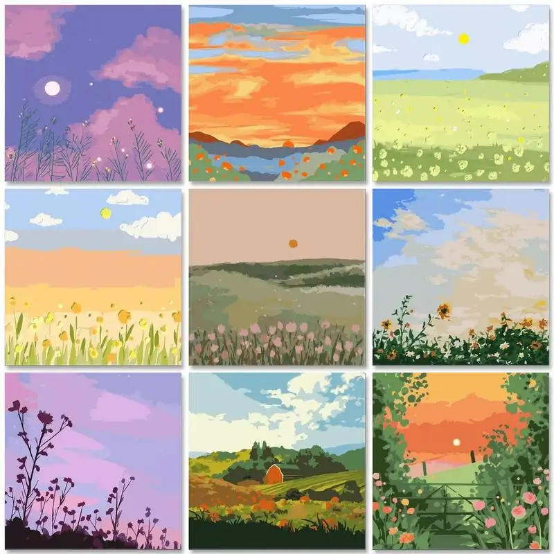 

RUOPOTY Diy Painting By Numbers For Kids With Frame 20x20cm Flower Sky Drawing Coloring By Numbers Unique Gift For Home Decors