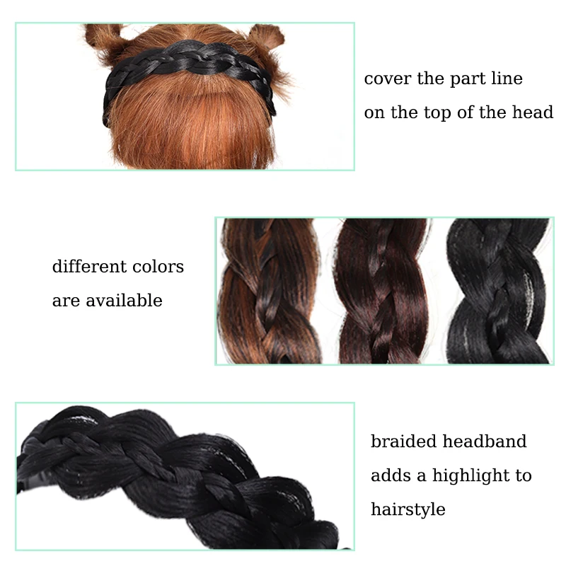 LUPU Synthetic Headmade Hairbands Retro Head Hoop Fishbone Braids Headband Wig Hair Accessories for Women Daily Use