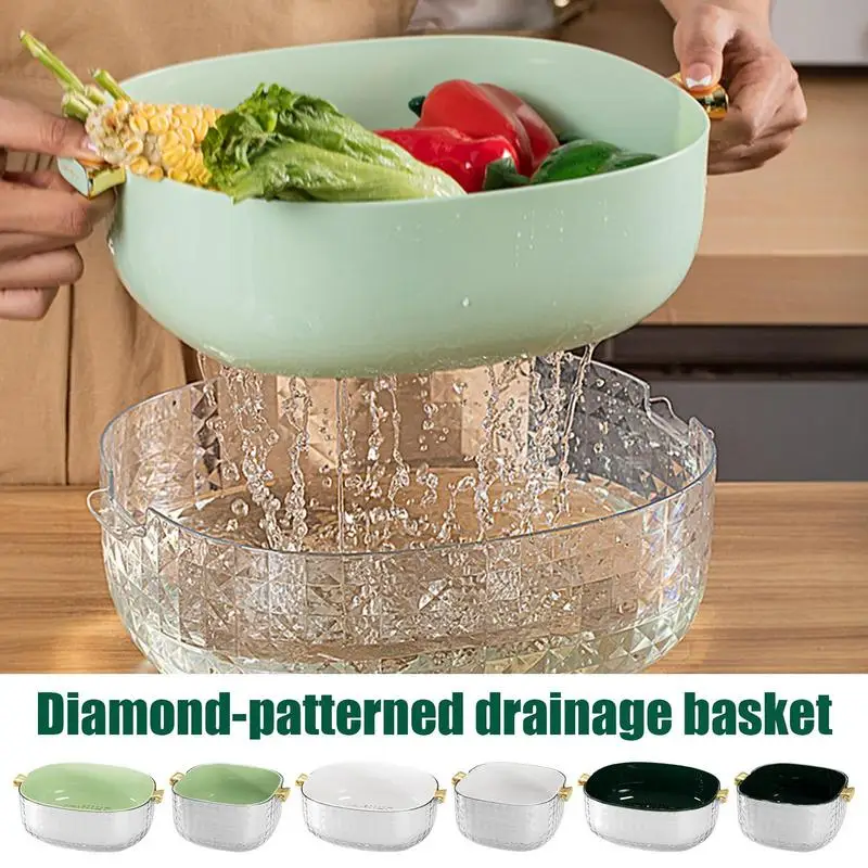 Multi-functional Drain Basket Fruit Cleaning Bowl with Strainer