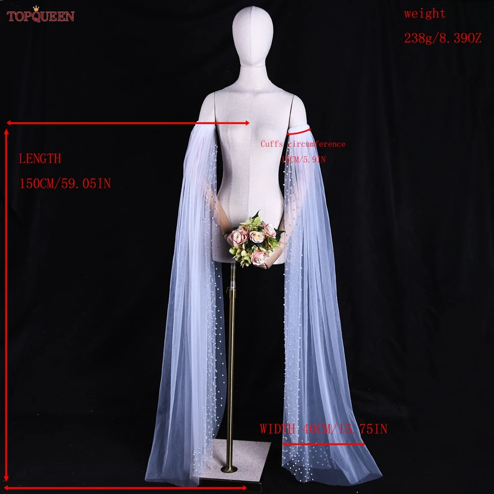 TOPQUEEN VM19 Detachable Sleeves for Wedding Shrug Bridal Sleeve Removable Long Sleeves Boleros Wedding Accessories DIY Shrugs