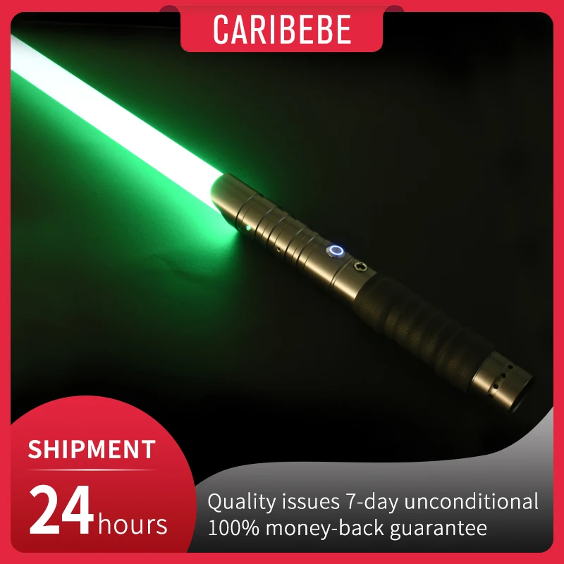 CARIBEBE-RGB15 색상 변경 가능한 광선검 7 세트, 음향 효과 모드 FX 결투 무딘 색상 금속 손잡이 LED 장난감 선물 USB 충전