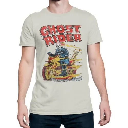 Ghost Rider Retro Hell On Wheels T Shirt Bianca Maniche Lunghe O Corte