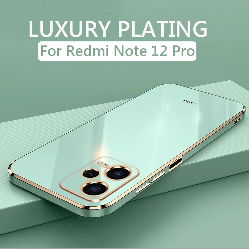 Funda de teléfono de lujo con revestimiento cuadrado para Xiaomi Redmi Note 12 Pro Plus Note12 Pro Plus + 5G, carcasa trasera de silicona suave a prueba de golpes_voghion.com