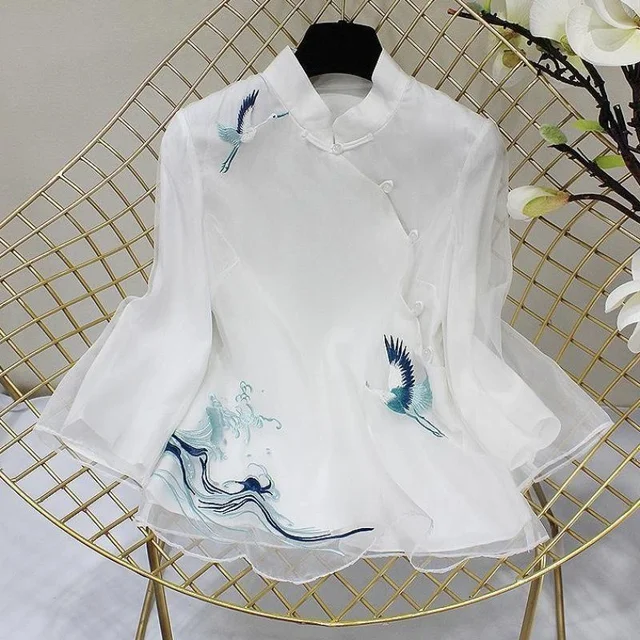 Embroidered Top National Style Tang Shirt