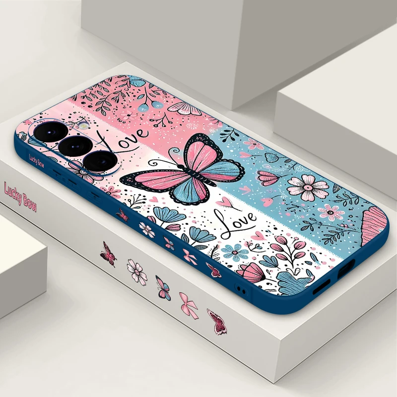Blue Pink Butterfly Flowers Phone Case