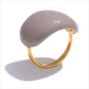 Yhpup – bague en acier inoxydable, bonbon joyeux, multicolore, kaki, Orange, bleu, blanc, émail, étanche, réglable, bijoux à breloques