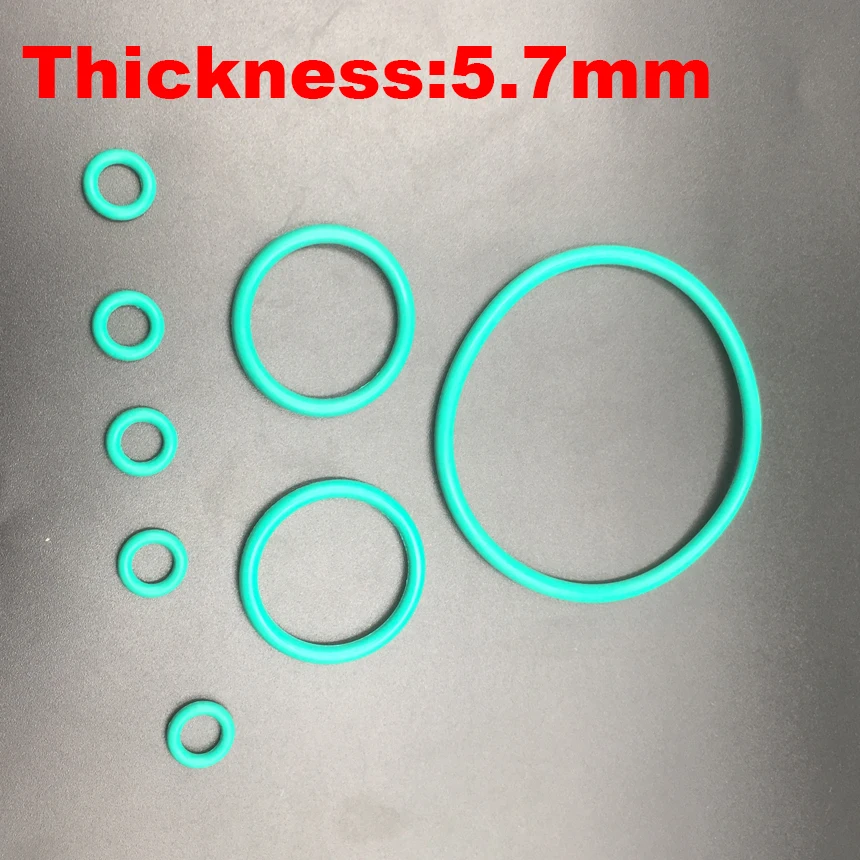 

1pc 220x5.7 220*5.7 250x5.7 250*5.7 OD*Thickness Green Fluoro FKM Fluorine Rubber O-Ring Grommet Washer Oil Seal O Ring Gasket