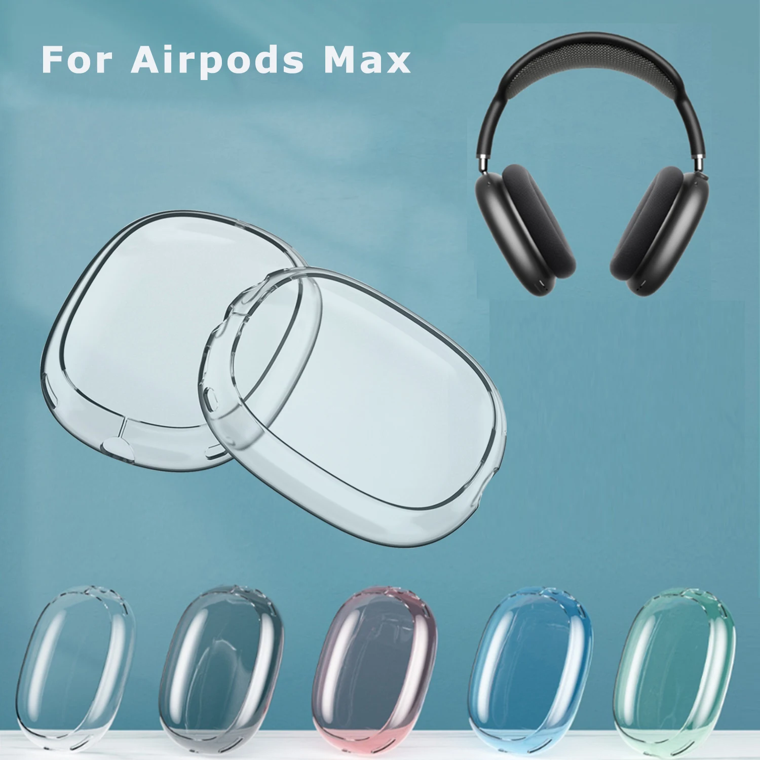 

2pcs/set Soft Anti-Scratch Transparent Cover For AirPods Max TPU Wireless Shockproof Headphones Case Protective Sleeve Protector