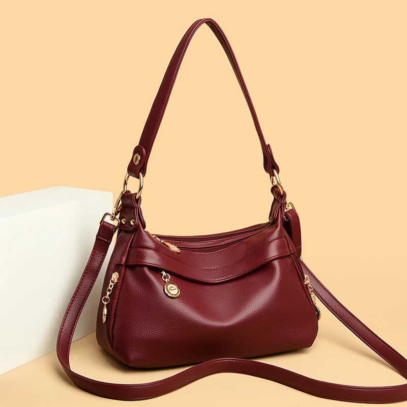 thumbnail image 1 of Bolso de mano de mujer de gran capacidad y alta calidad, bolsos tipo mensajero de color sólido, bolso cruzado de cuero de lujo para mujer, bolso de mano para mujer, 1 of 5