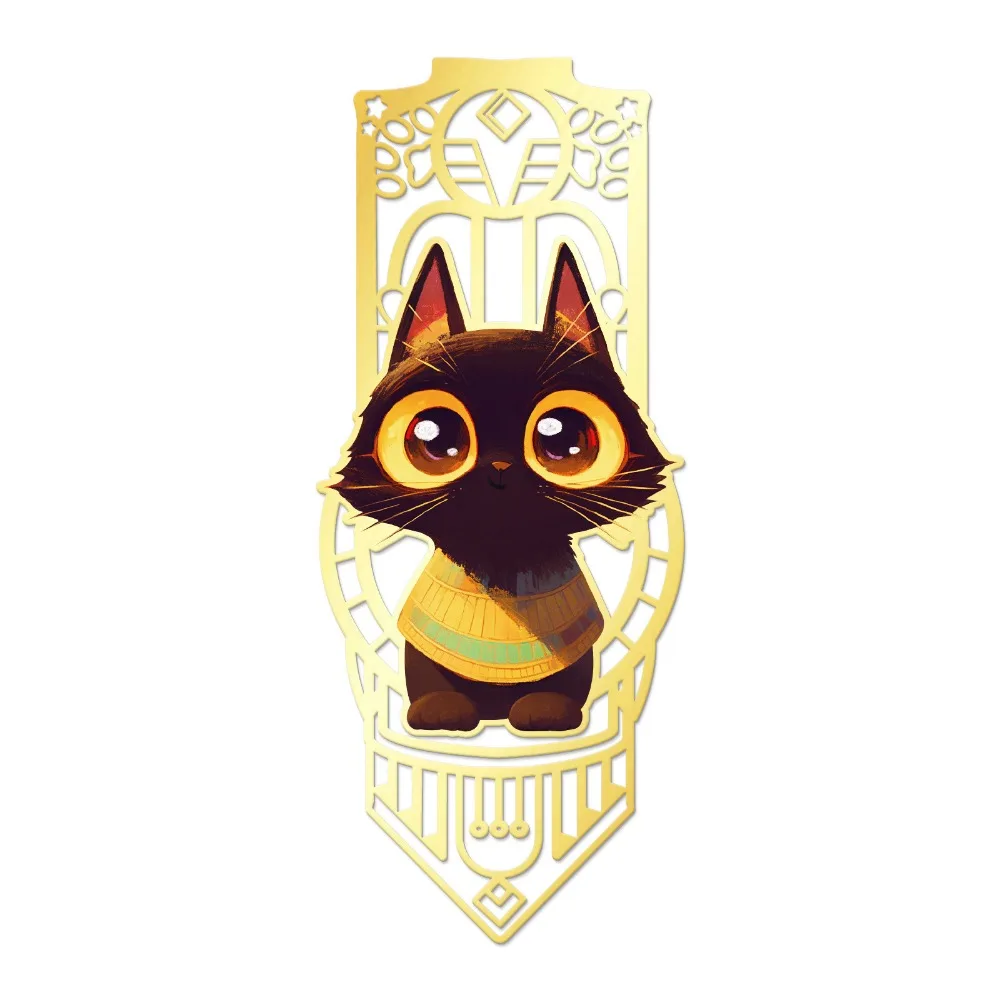Cartoon Egyptian Black Cat Bookmarks Cute Animal Vintage Metal Hollow Bookmark Gift Reading Book Students Stationary Supplies